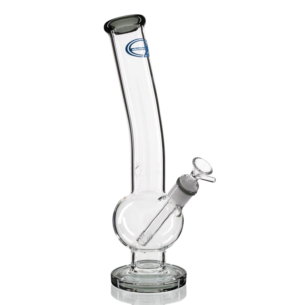Shotties 33cm Glass Bent Bubble Bong - Clear/Smoke right