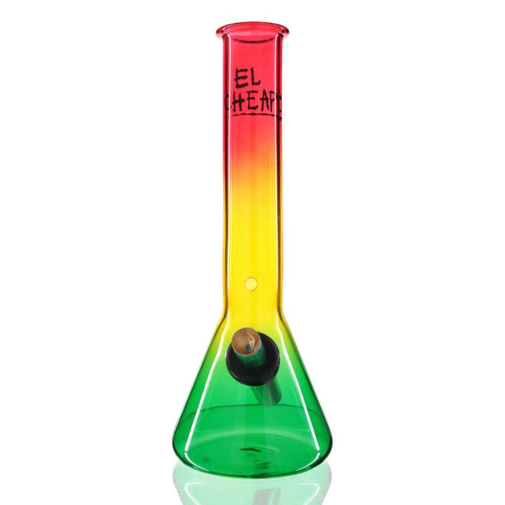 Bent Neck Beaker 27cm Glass Bong - El Cheapo Rasta front