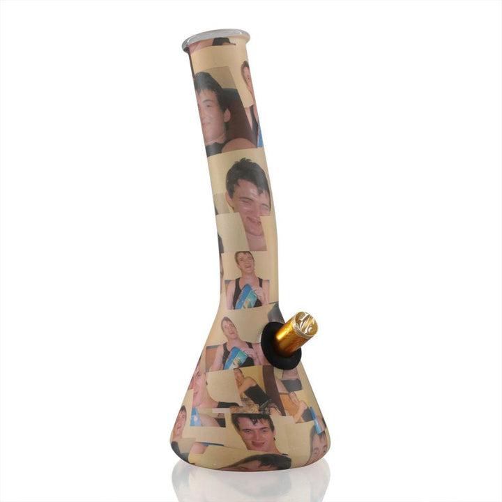 Bent Neck Beaker 27cm Glass Bong - Stoned AF meme right side