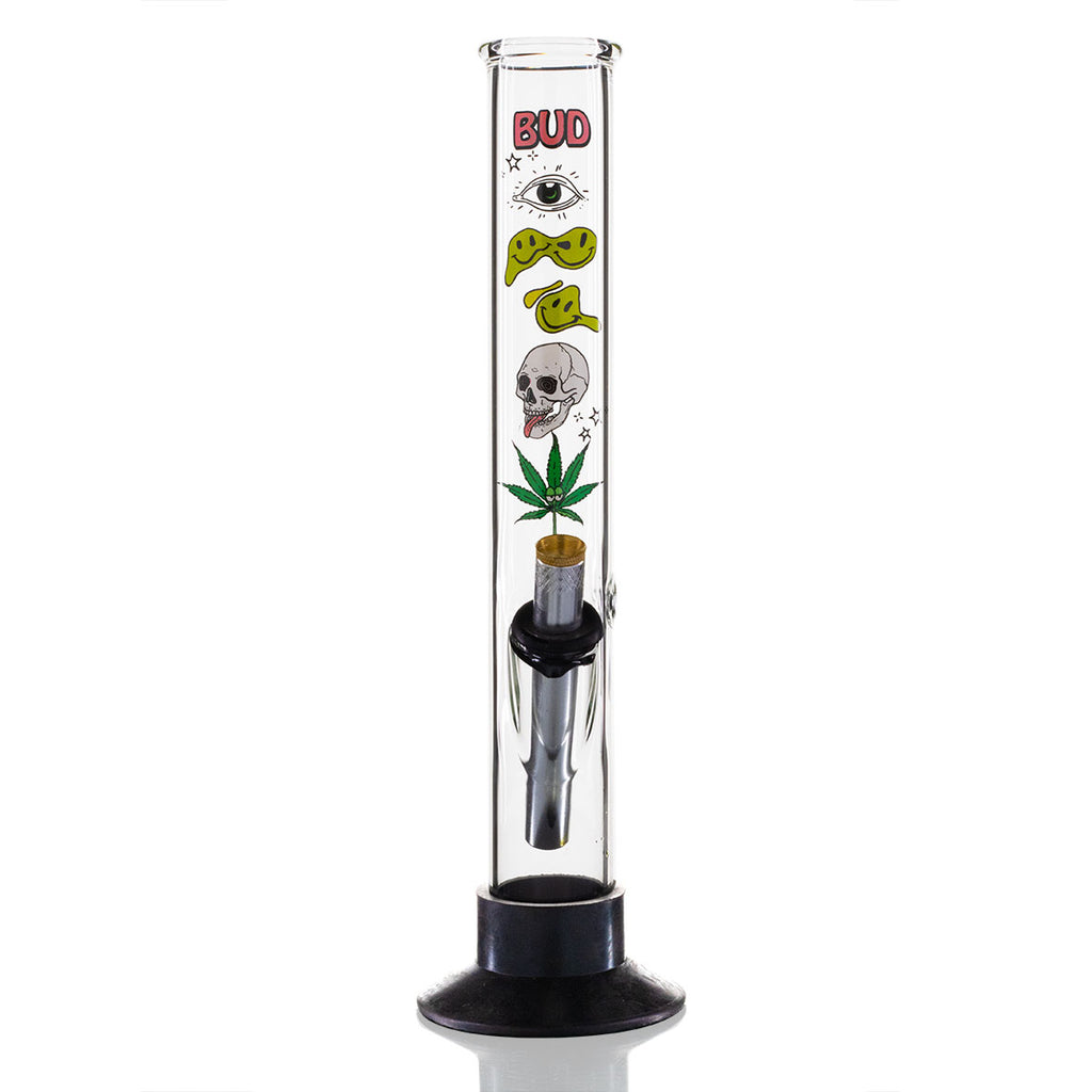 Large Tube 33cm Glass Bong - Clear Best Buds front