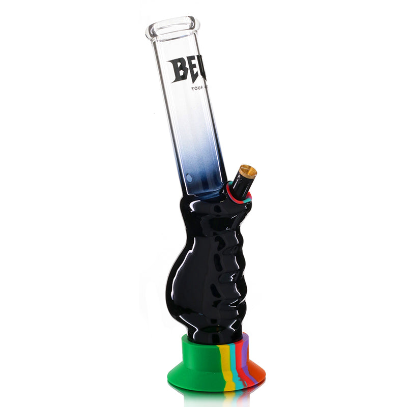 Large Gripper 33cm Glass Bong - Black Fade Beug Logo side
