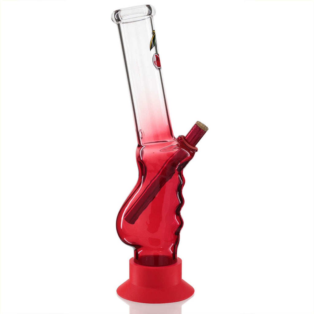 Large Gripper 33cm Glass Bong - Red Fade Cherry Bomb left side