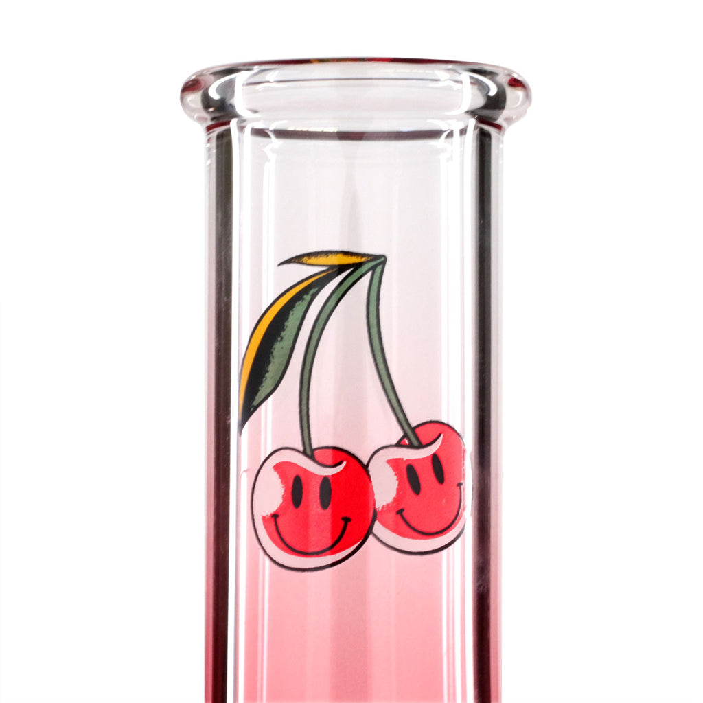 Large Gripper 33cm Glass Bong - Red Fade Cherry Bomb stem artwork