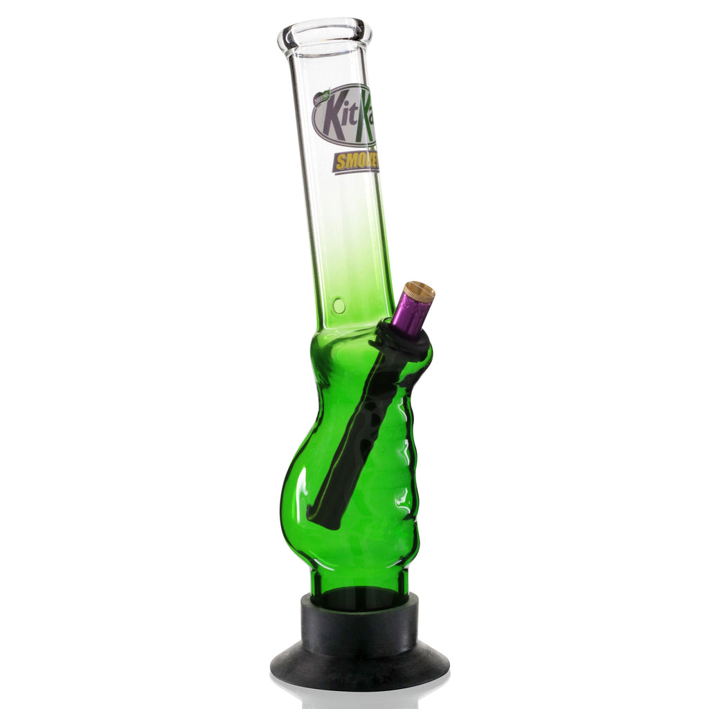 Large Gripper 33cm Glass Bong - Green Fade Kit Kat Smokey right front