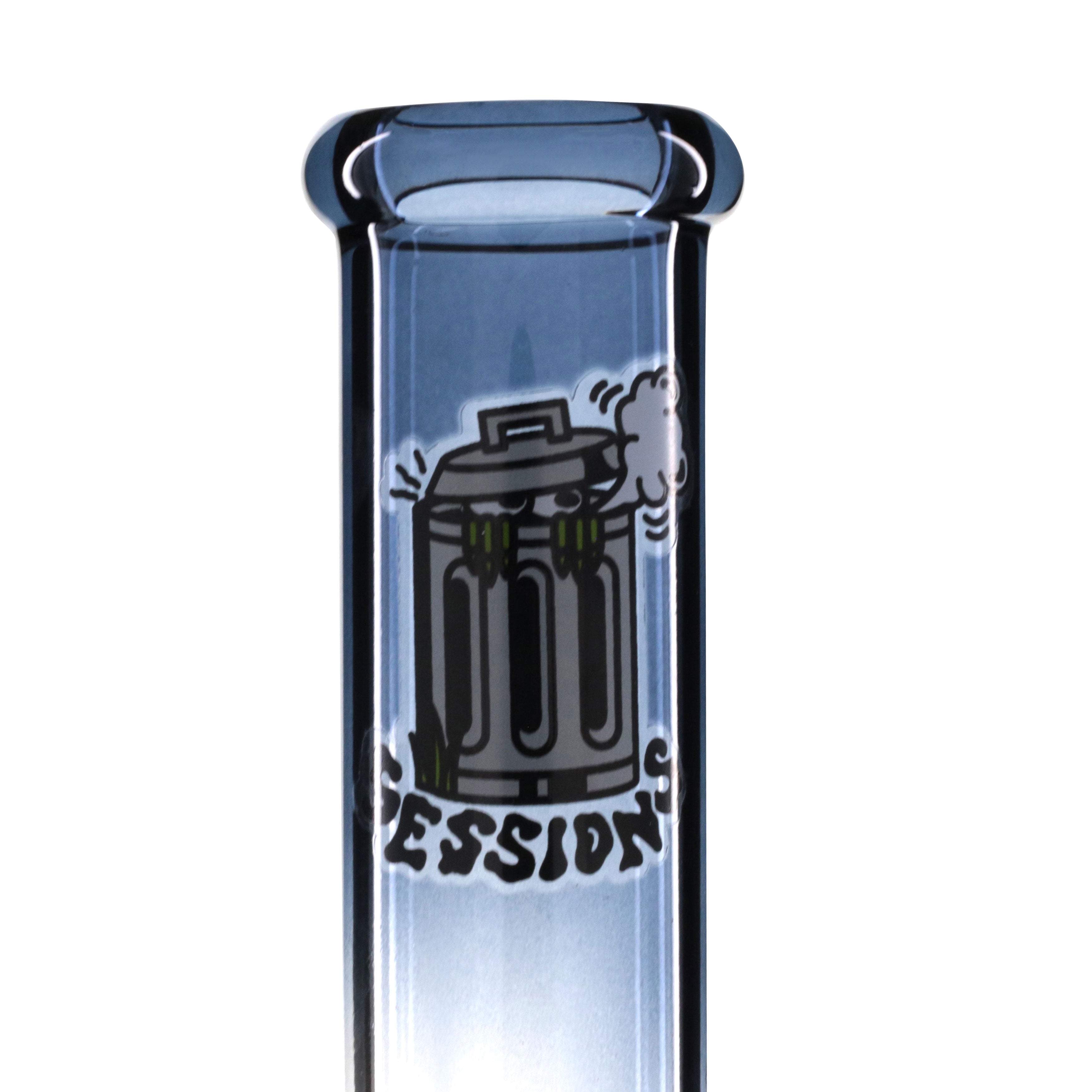 Large Gripper 33cm Glass Bong - Orange Blue Fade Sessions stem artwork