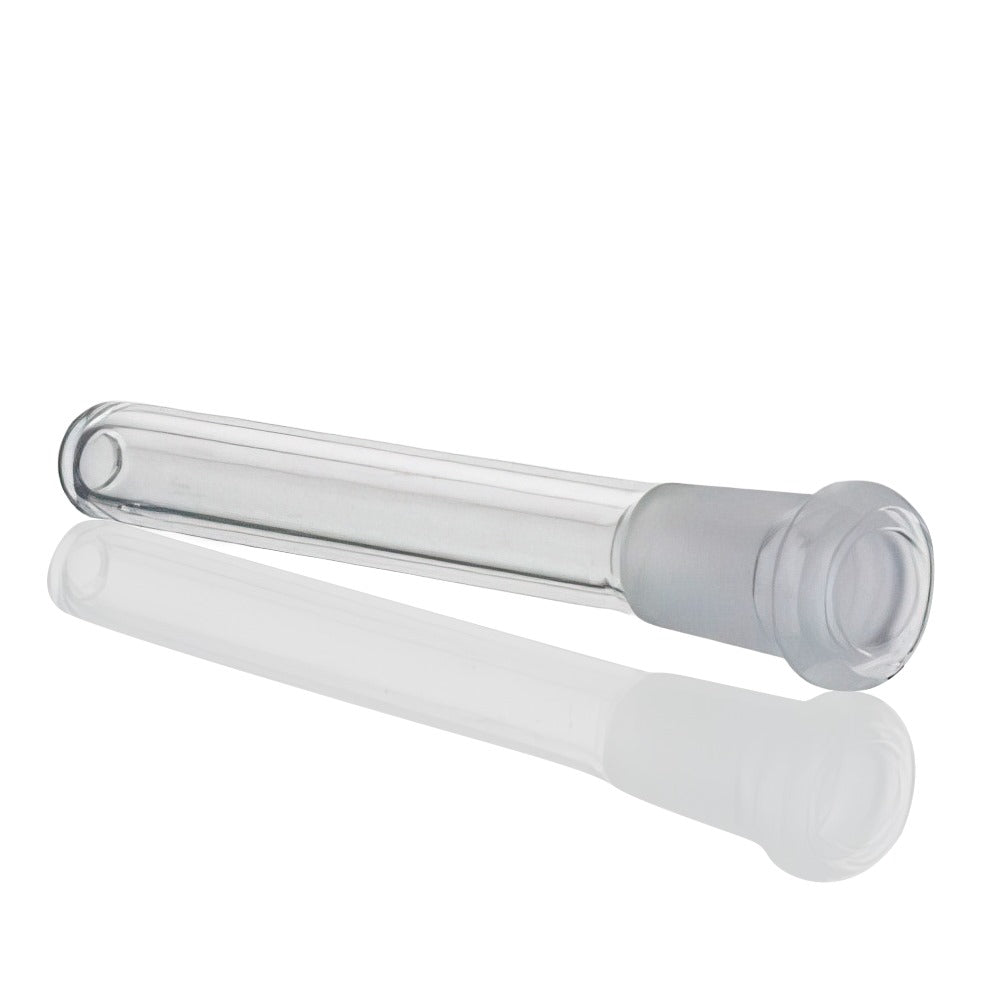 14mm to 10mm Glass Downstem 90mm - Clear Angled View | Bong Warehouse