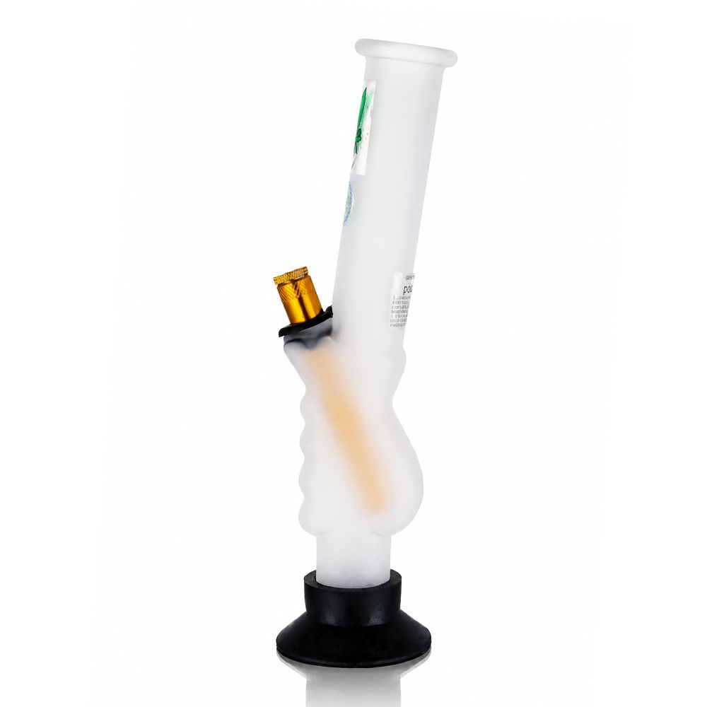 Bong Warehouse Frosted Glass Gripper Bong in 23cm side gold stem view