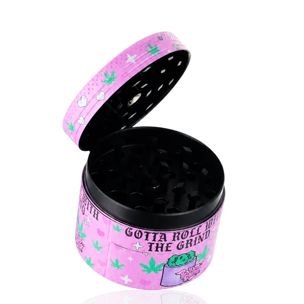 BW - Pink Metal Weed Grinder 50mm Round - Roll With The Grind
