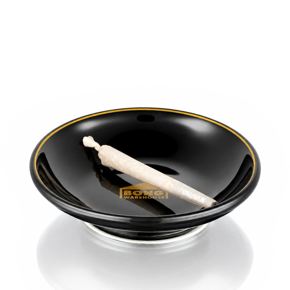 Bong Warehouse Black Gold Logo Chop Bowl with Joint