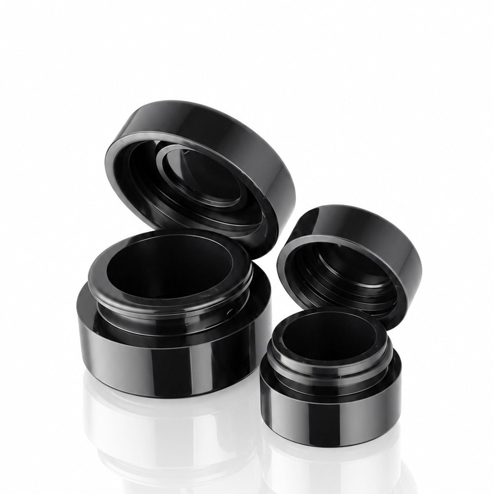 Black Silicone Dab Wax Container 5ml vs 2ml Size Comparison – Open Angle View | Bong Warehouse