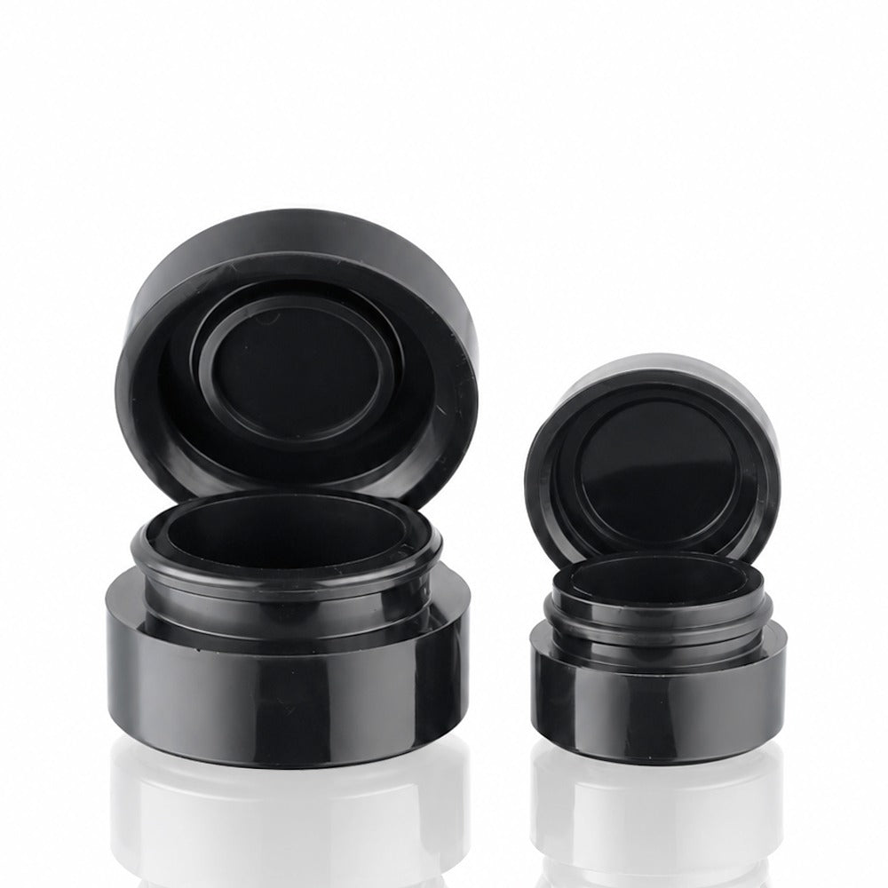 Black Silicone Dab Wax Container 5ml vs 2ml Size Comparison – Open Front View | Bong Warehouse