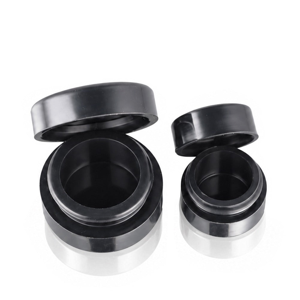 Black Silicone Dab Wax Container 5ml vs 2ml Size Comparison – Open Top Angle View | Bong Warehouse