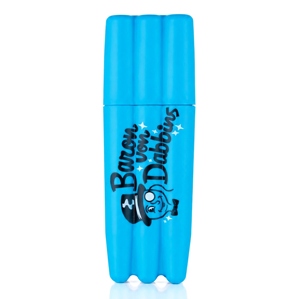 Blue 3-in-1 Doob Tube with Baron von Dabbins logo - front view - Bong Warehouse