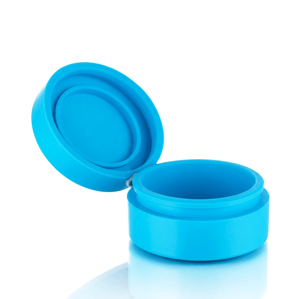 Blue Silicone Dab Wax Container Large – Open Side View | Bong Warehouse