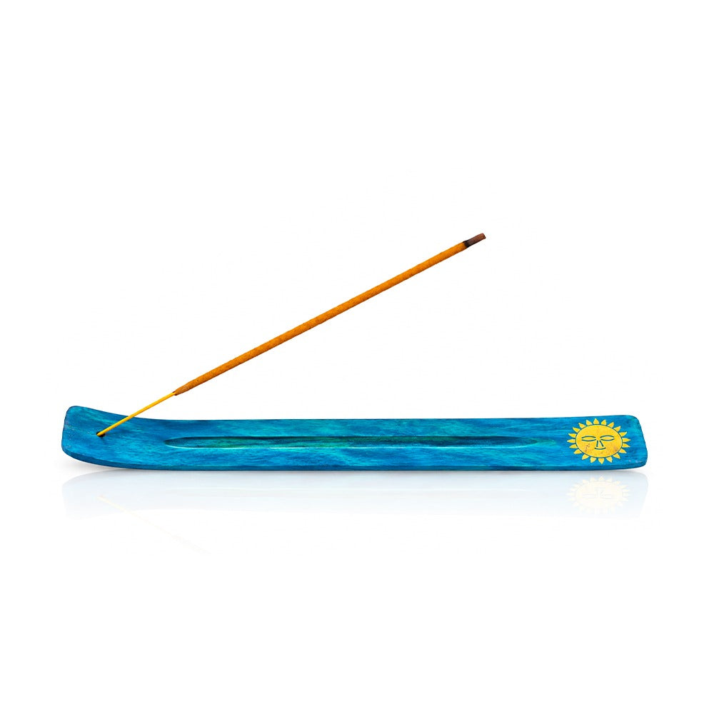 BW Blue Sun Wooden Incense Stick Holder Side View 02