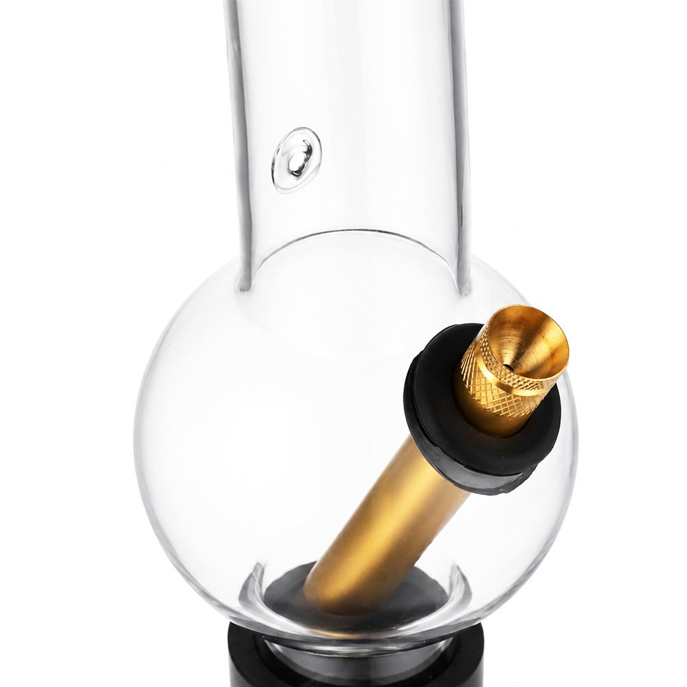 BW Clear Bubble Glass Bong Gold Downstem Leaf Decal Bowl Detail