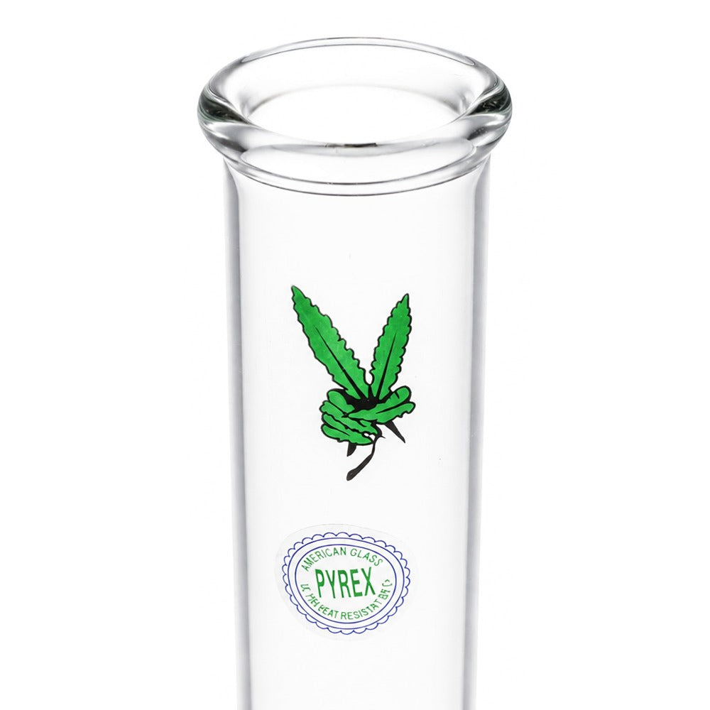 BW Clear Bubble Glass Bong Gold Downstem Leaf Decal Mouthpiece Detail