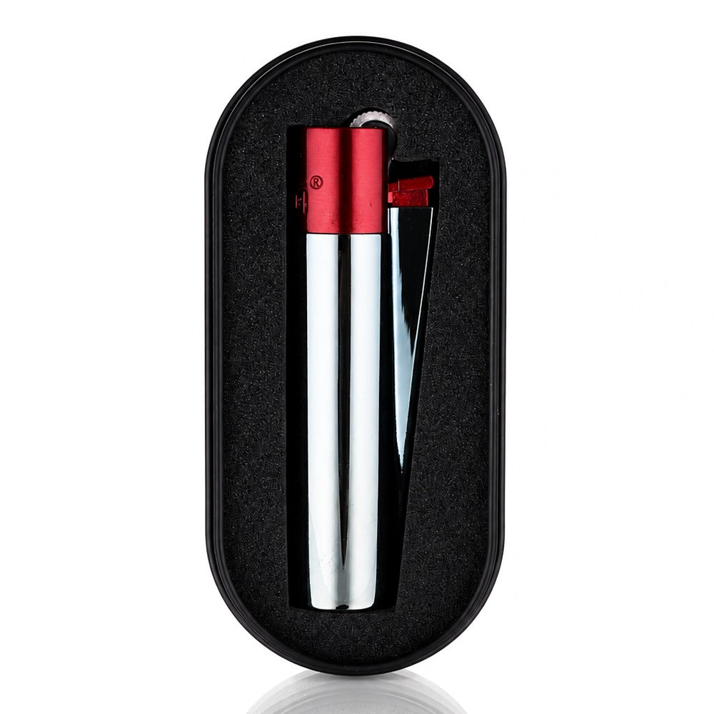 Clipper Large Metal Refillable Lighter - Blue/Red - With Case View 2 - Bong Warehouse