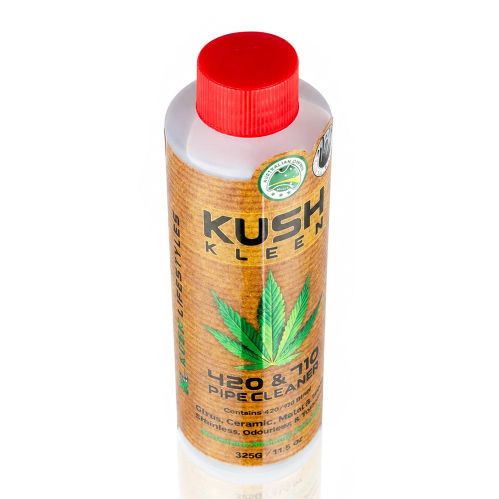 Kush Kleen 420 & 710 Pipe Cleaner 325g bottle front angle view
