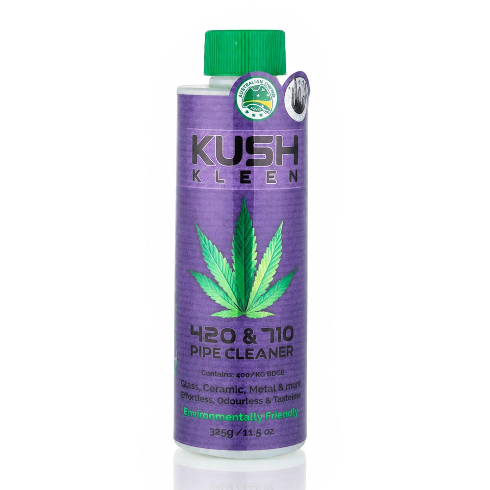 Kush Kleen 325g Purple 420 & 710 Pipe Cleaner front view – Australian owned, eco-friendly bong cleaner