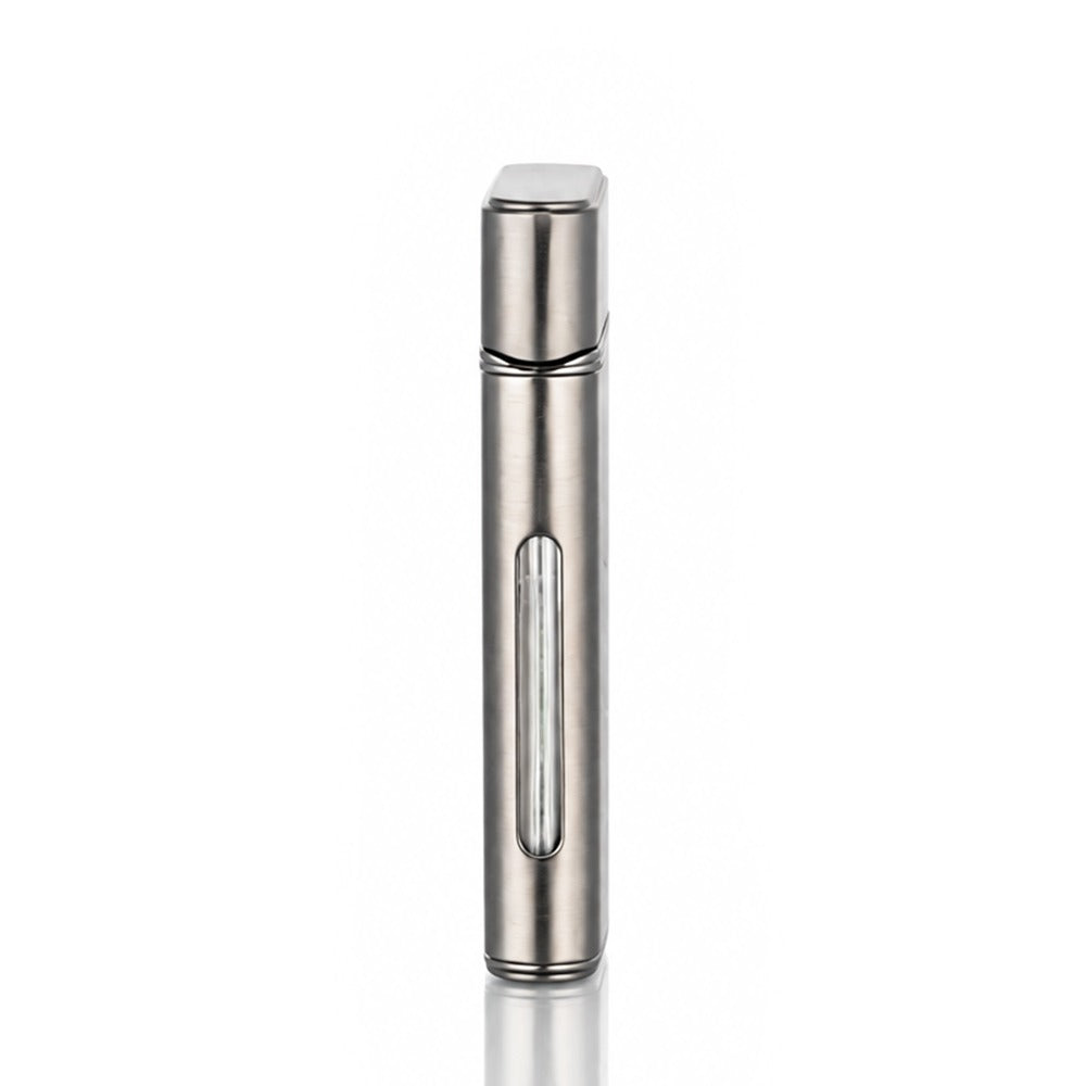 Side view of black windproof metal jet torch lighter showing the LED light strip | Bong Warehouse