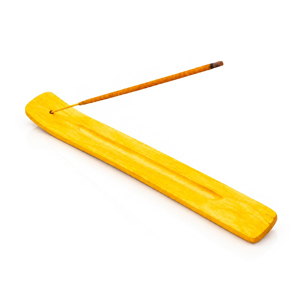Light wood incense stick holder 10 inch, angled view showing the ash groove | Bong Warehouse