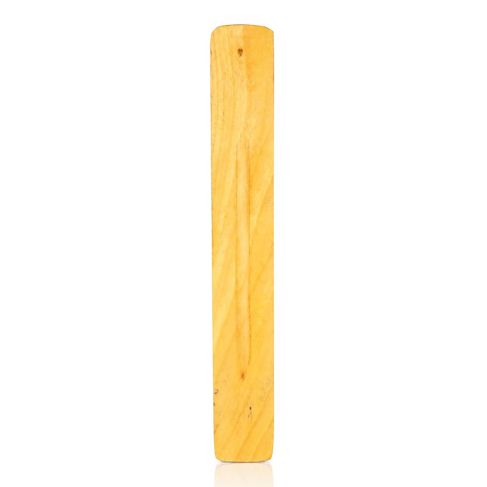 Light wood incense stick holder 10 inch, front view with a burning stick | Bong Warehouse