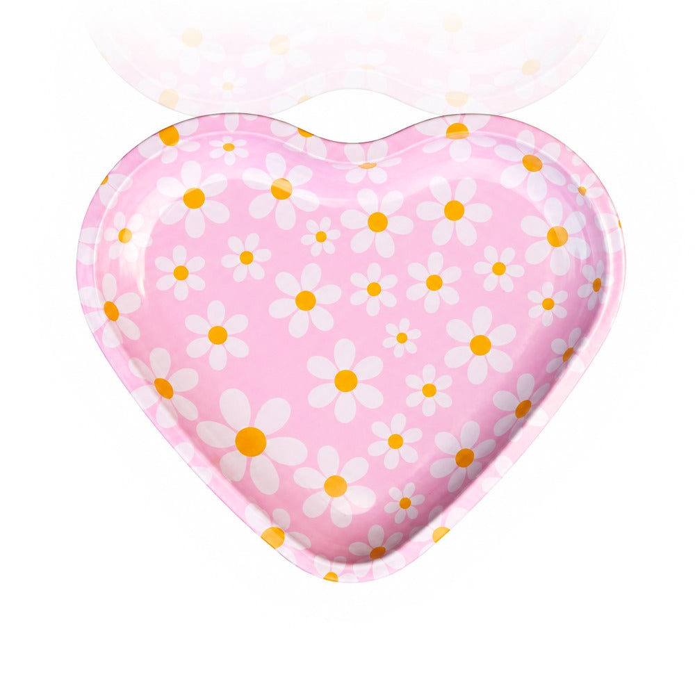 BW Pink Daisy Heart Rolling Tray Angle View