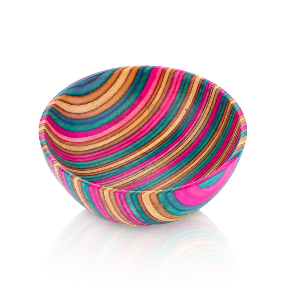 BW Rainbow Pakka Wooden Chop Bowl Angle View