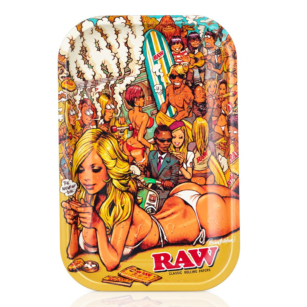 RAW Summer Beach Metal Rolling Tray Front View