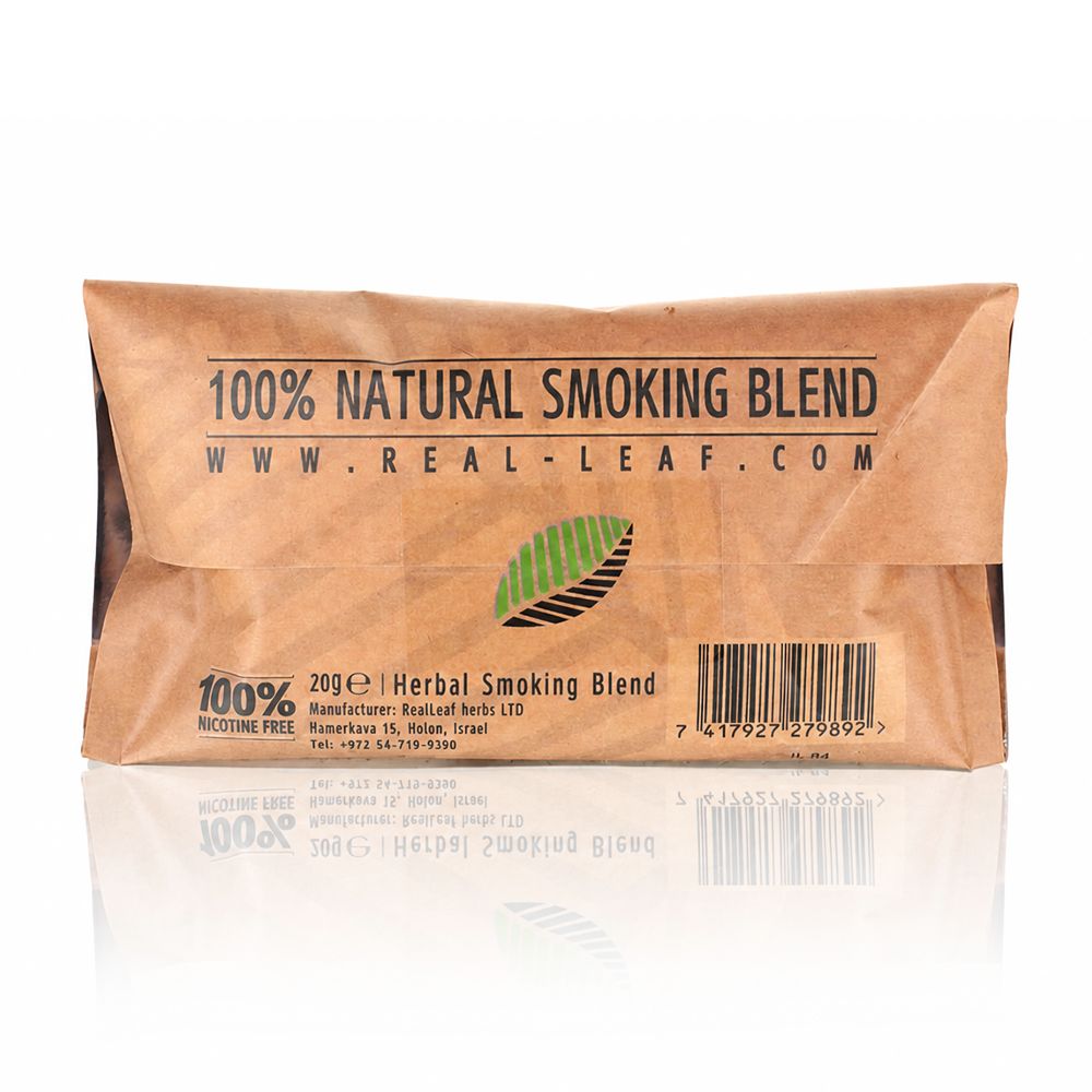 Bong Warehouse 20gm Real Leaf 100% Natural Smoking Blend - Relaxing herbal back package view