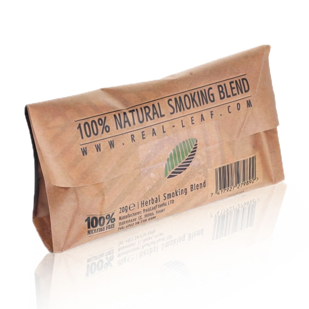 Bong Warehouse 20gm Real Leaf 100% Natural Smoking Blend - Stimulating herbal angled back