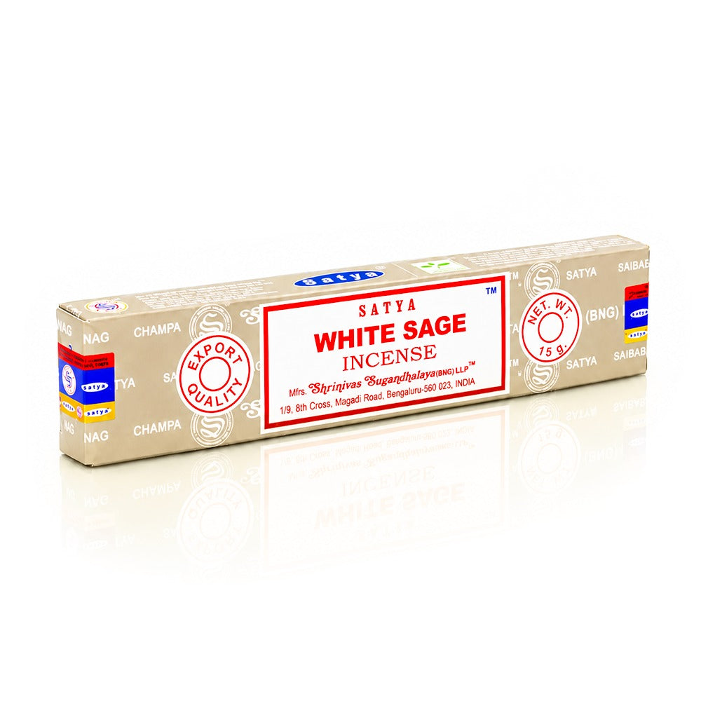 Satya White Sage Incense Sticks 15g Front View