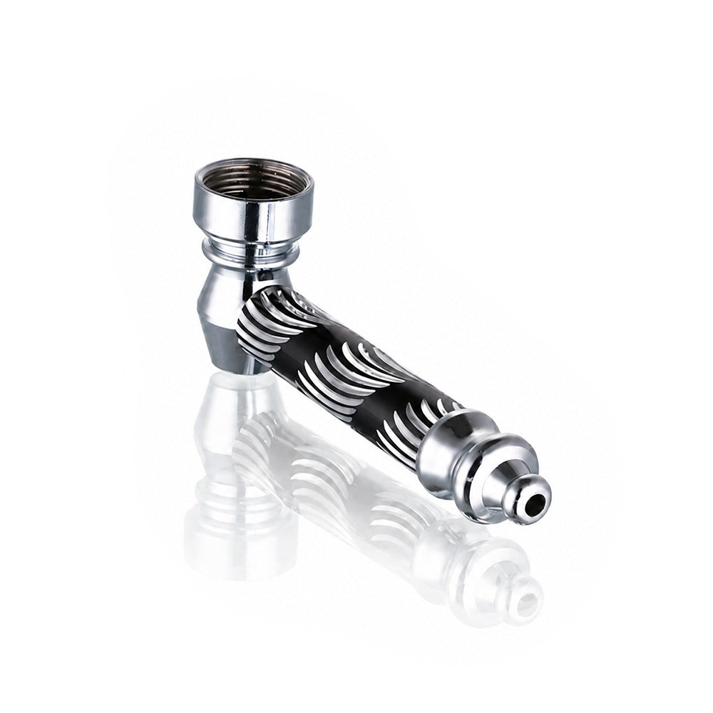 Small Metal Dry Pipe / Chillum 5cm - Black - Mouthpiece Detail - One Hitter Bat Pipe - Bong Warehouse