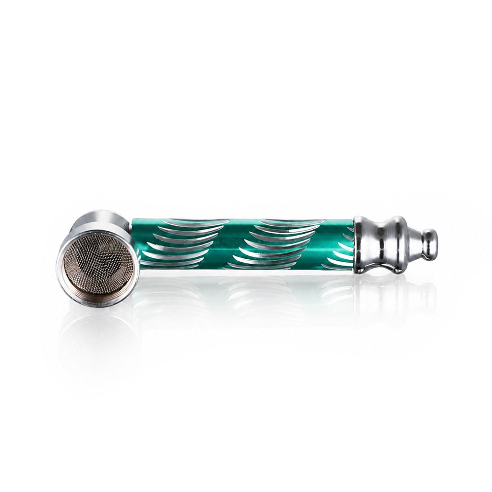 Small Metal Dry Pipe / Chillum 5cm - Green - Bowl Screen Detail - One Hitter Bat Pipe - Bong Warehouse