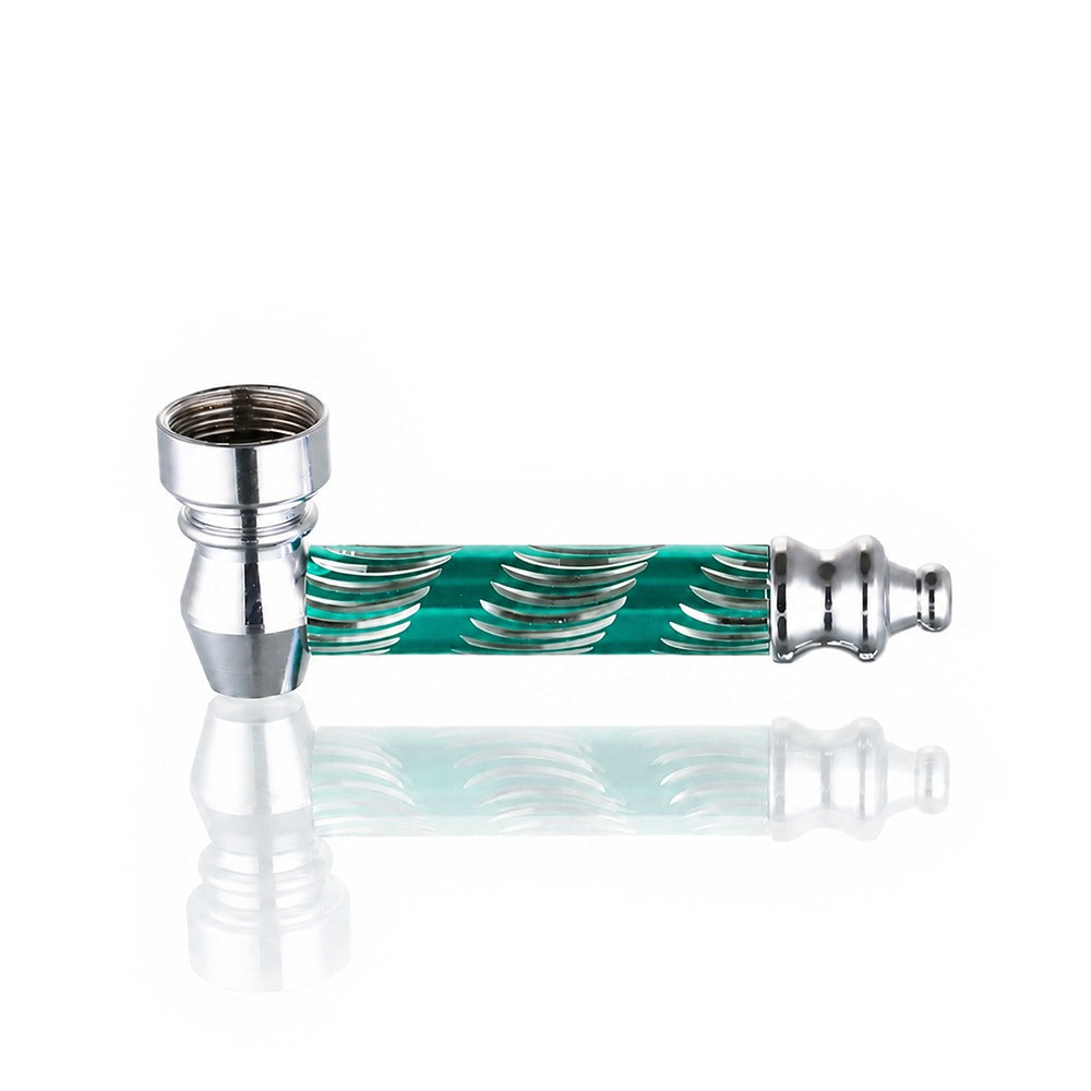 Small Metal Dry Pipe / Chillum 5cm - Green - Side View - One Hitter Bat Pipe - Bong Warehouse