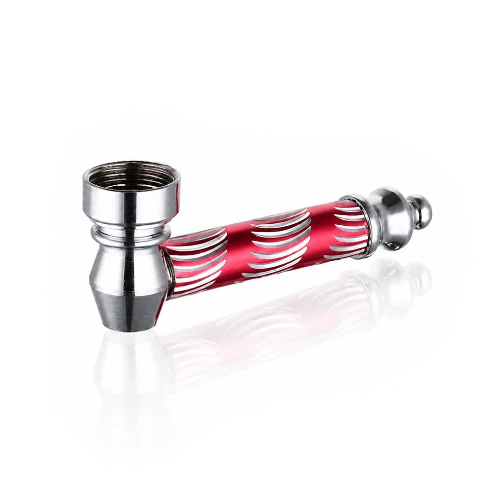 Small Metal Dry Pipe / Chillum 5cm - Red - Angle View - One Hitter Bat Pipe - Bong Warehouse