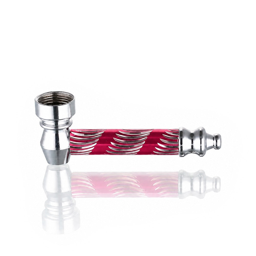 Small Metal Dry Pipe / Chillum 5cm - Red - Side View - One Hitter Bat Pipe - Bong Warehouse