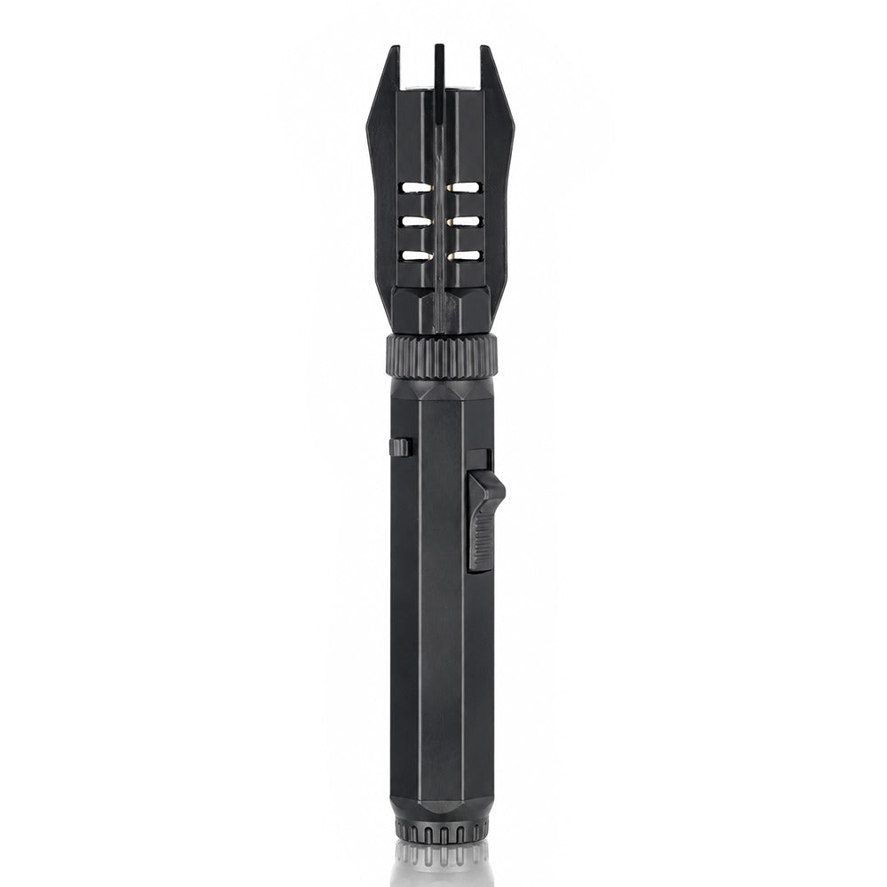 Black wand-style windproof jet torch lighter, alternate front view | Bong Warehouse