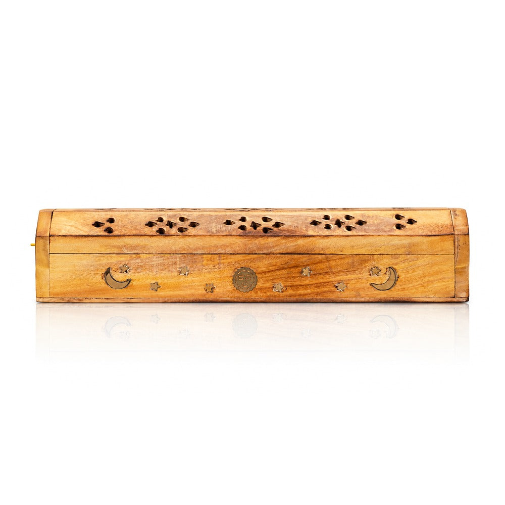 BW - Wooden Incense Box with Brass Inlay - 12"