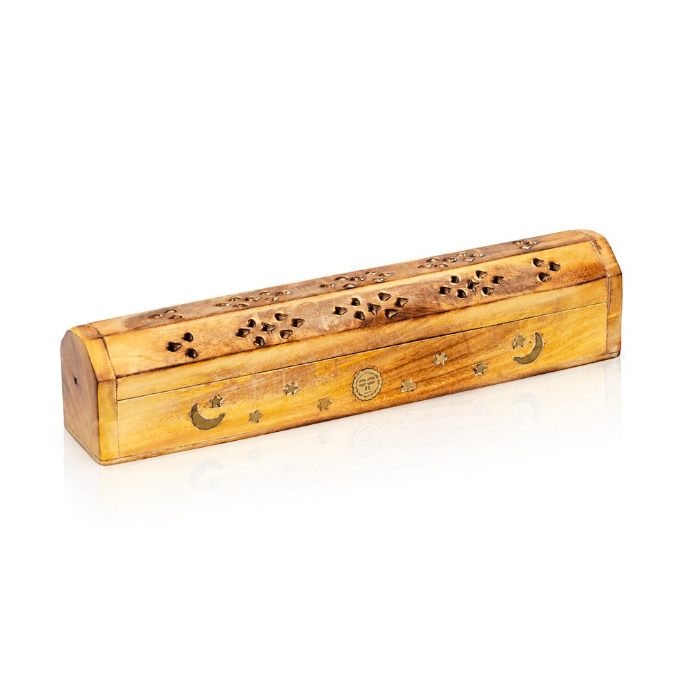 BW - Wooden Incense Box with Brass Inlay - 12"