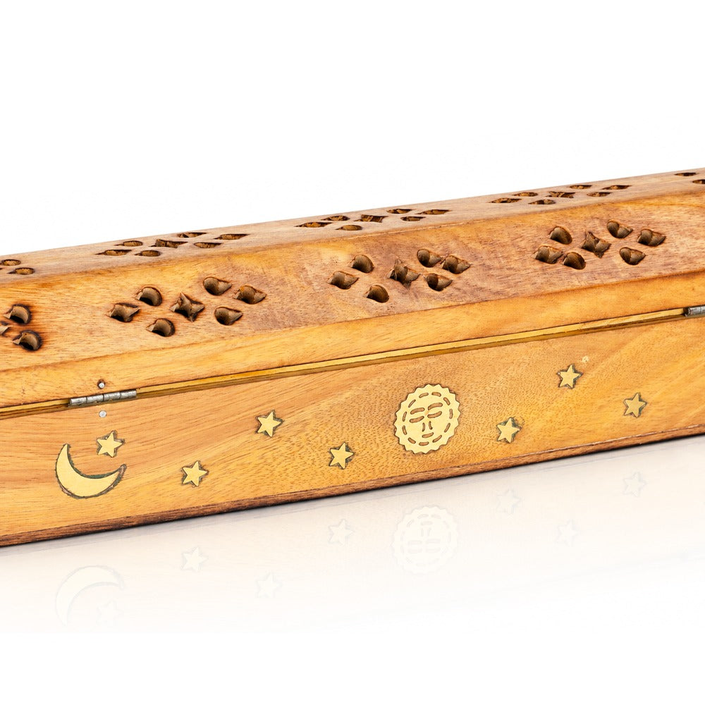 BW - Wooden Incense Box with Brass Inlay - 12"