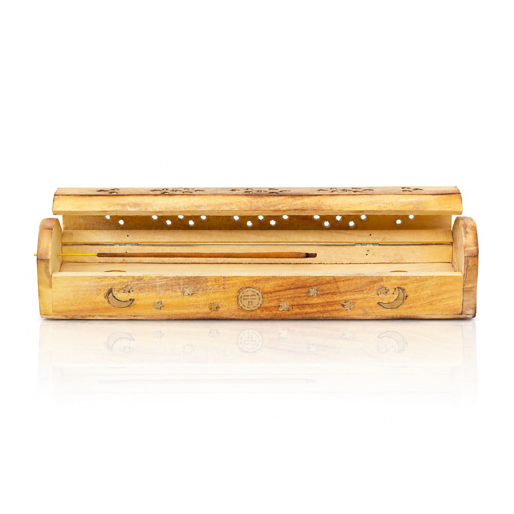 BW - Wooden Incense Box with Brass Inlay - 12"