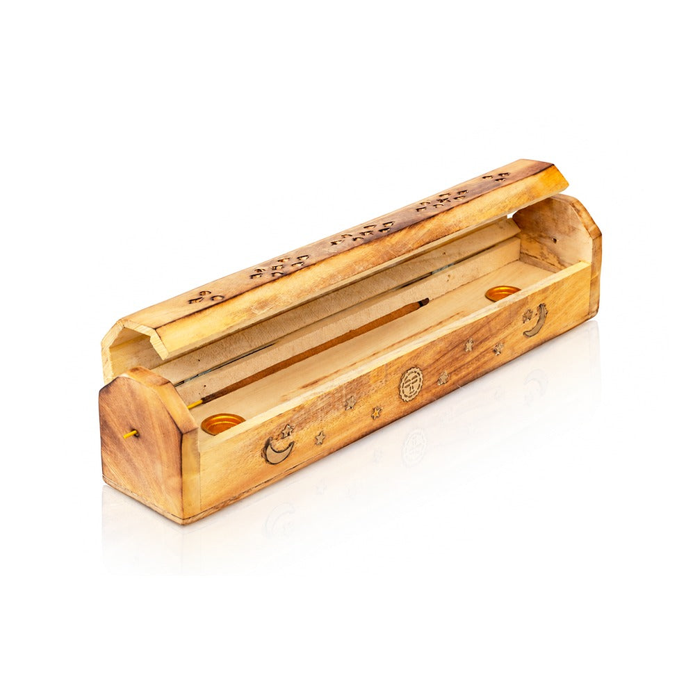 BW - Wooden Incense Box with Brass Inlay - 12"