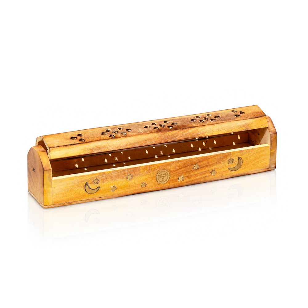 BW - Wooden Incense Box with Brass Inlay - 12"