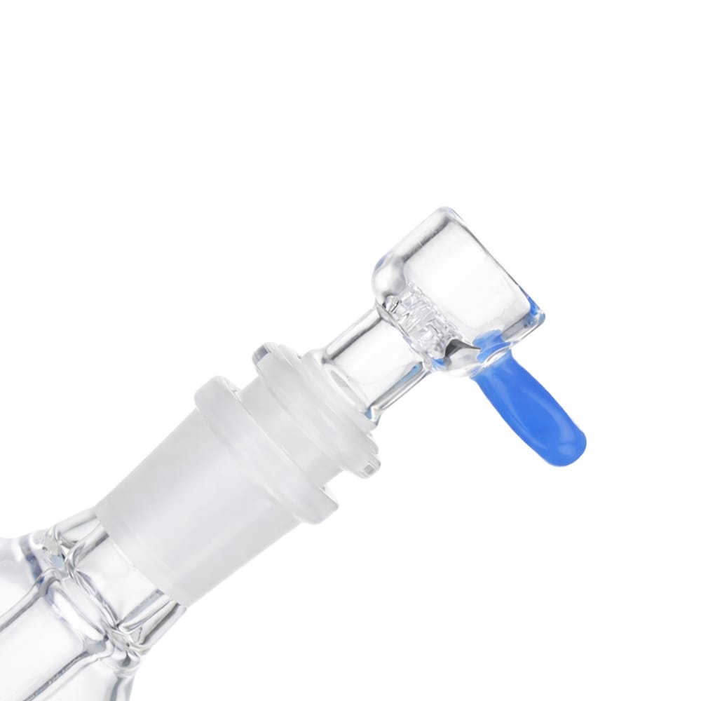 Side view of BW Axis Glass Cone Piece 14mm Male Bowl on white background, showcasing balanced axis-inspired glass shape
