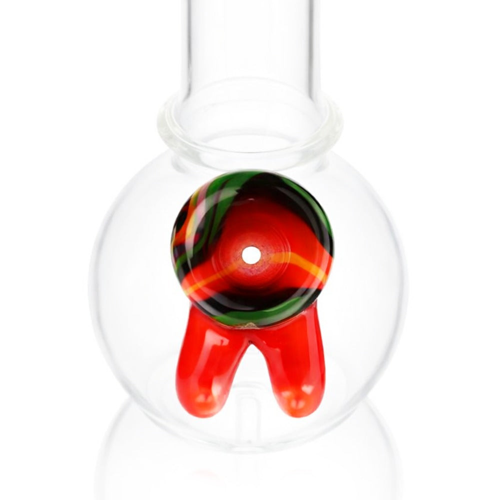 Top view of BW Crimson Horn Glass Cone Piece 14mm Male Bowl in Orange on white background, highlighting bowl opening detail
