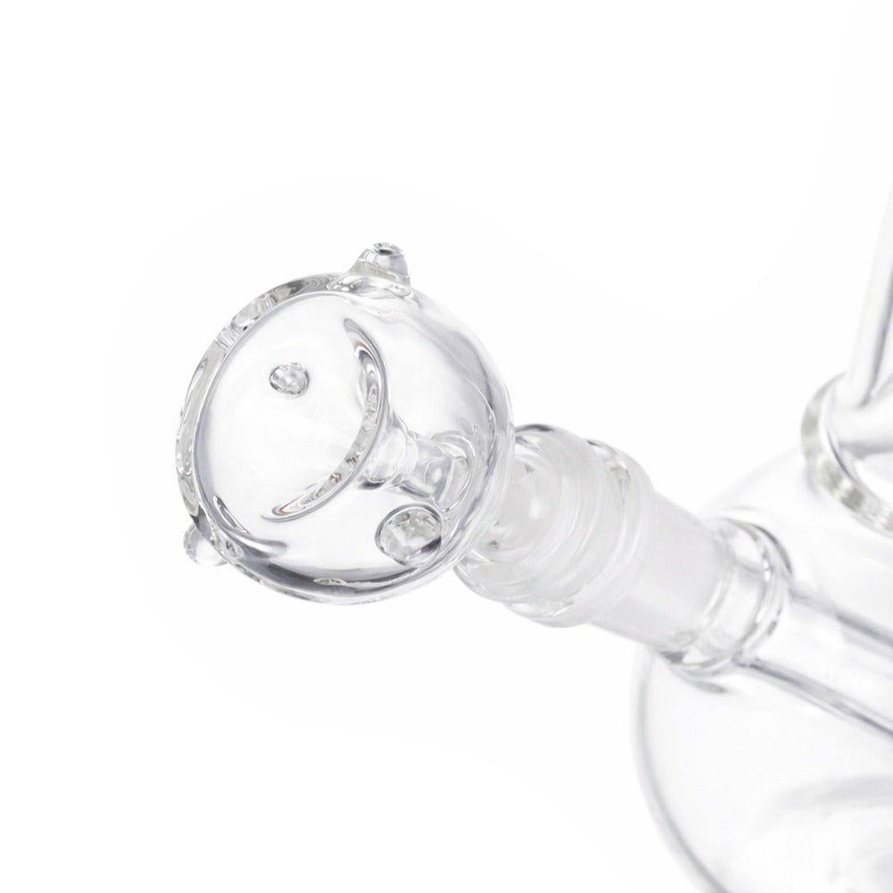 Side view of BW Crystal Glass Cone Piece 14mm Male Bowl on white background, showcasing sleek crystal-inspired glass shape