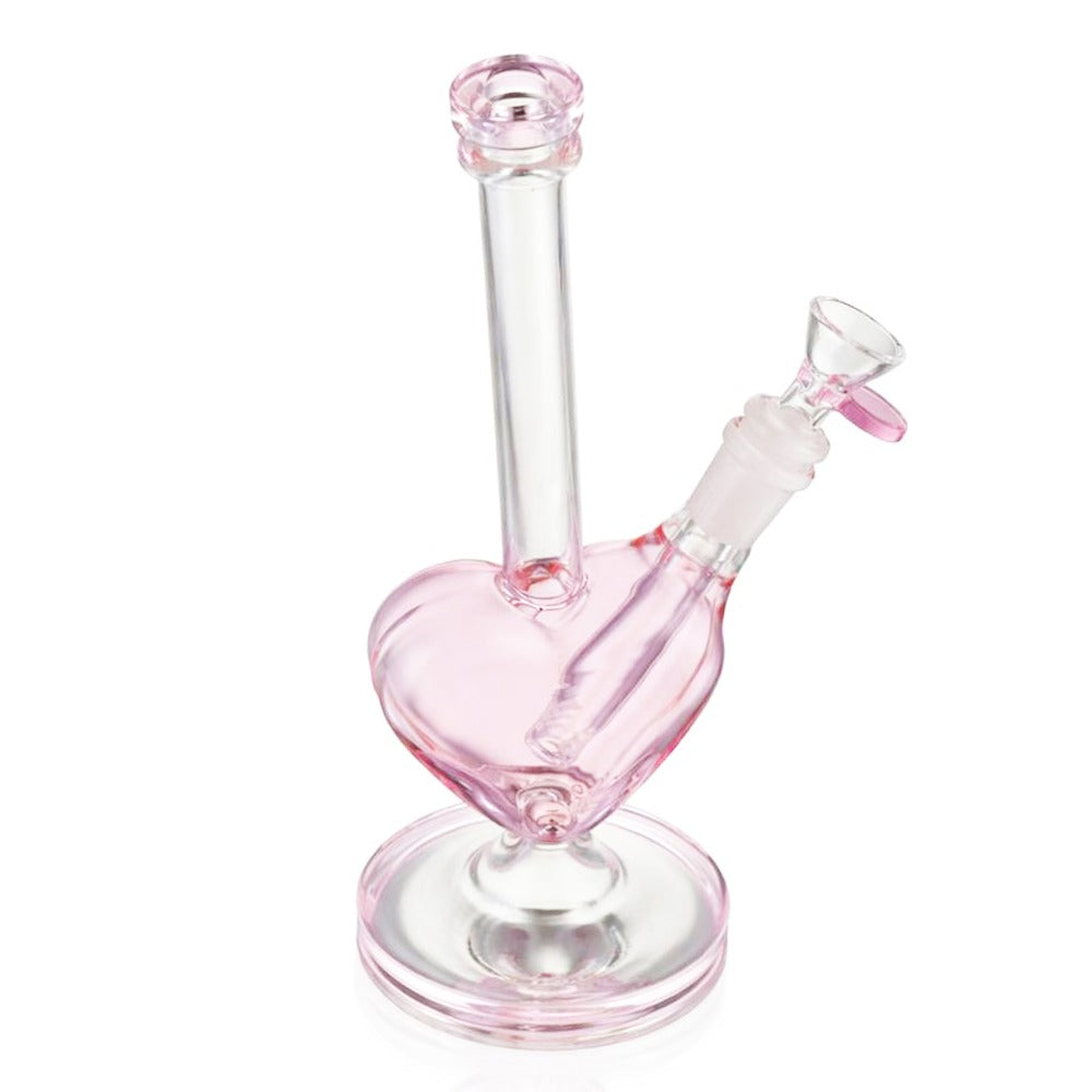 Bong Warehouse - Love heart 23cm Glass Bong - Pink