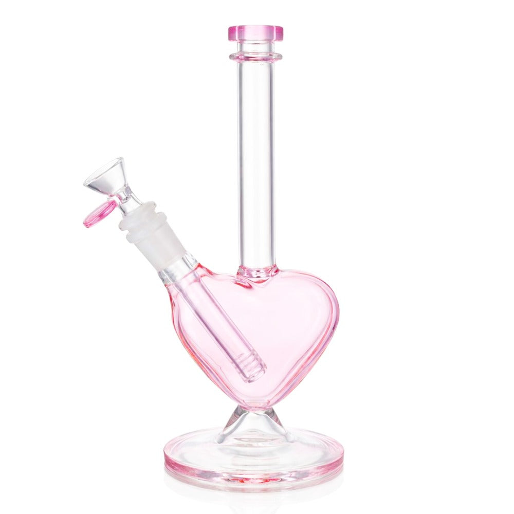 Bong Warehouse - Love heart 23cm Glass Bong - Pink back